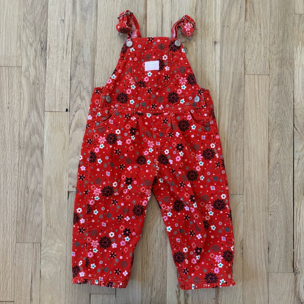Oshkosh B’gosh vintage corduroy winter floral overalls